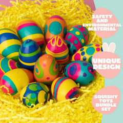 JOYIN 24 Pack Colorful Squishy Easter Eggs - Stress Relief Fidget Toys for Kids, Easter Party Supplies
