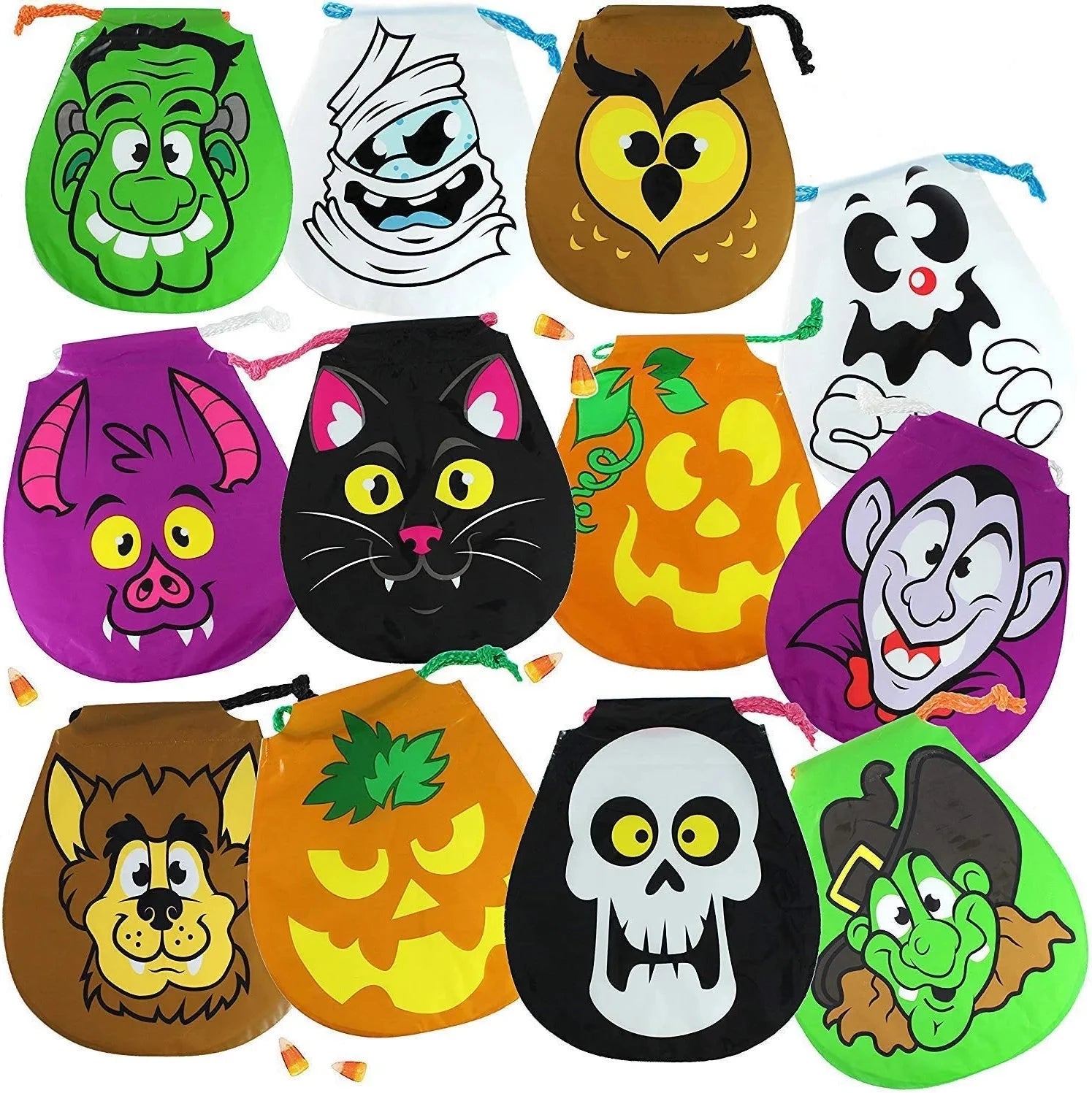 72-Pack 7.75-Inch Halloween Drawstring Goody Bags