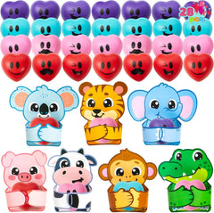 JOIN 28-Piece Valentine Animal Cards with Heart Stress Balls