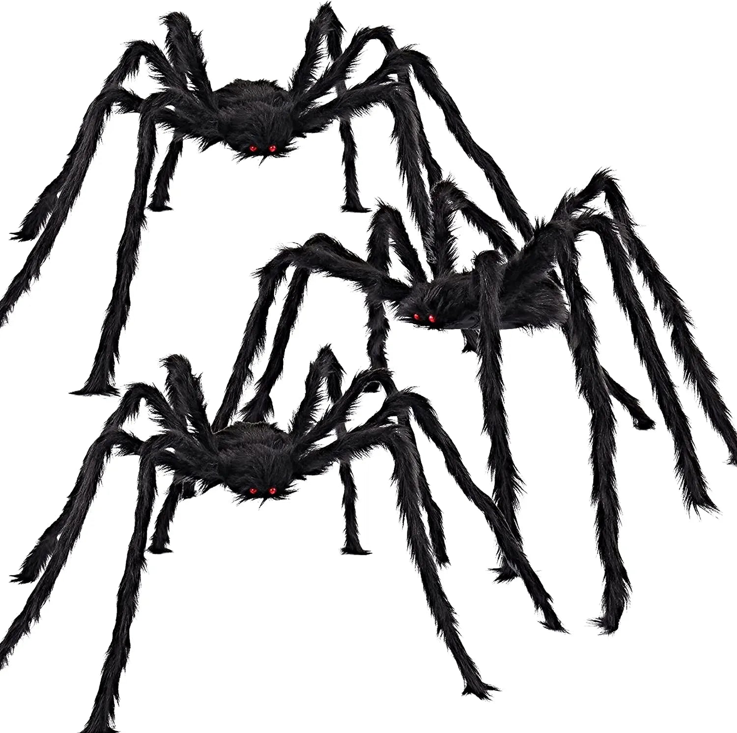 3-Pack Realistic Hairy Halloween Spiders