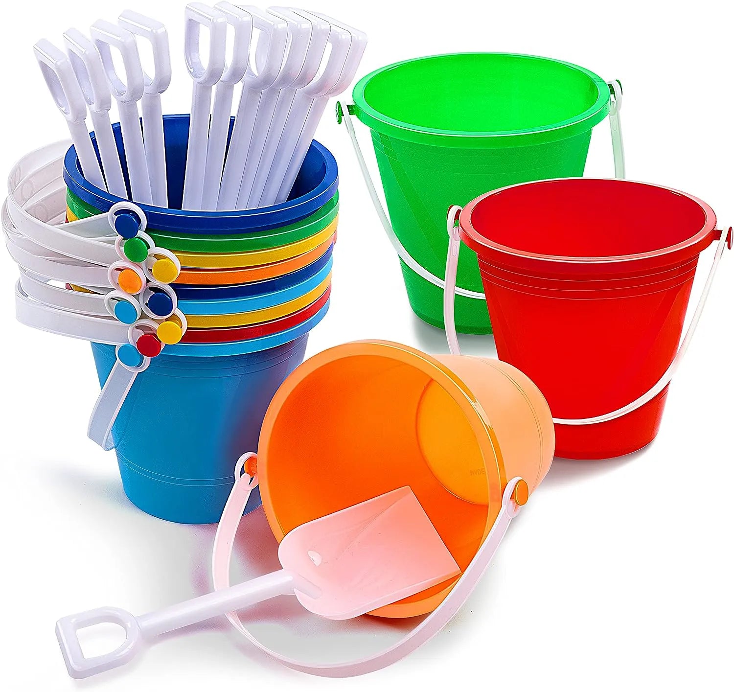 SLOOSH 12-Pack Beach Buckets with Sand Shovels