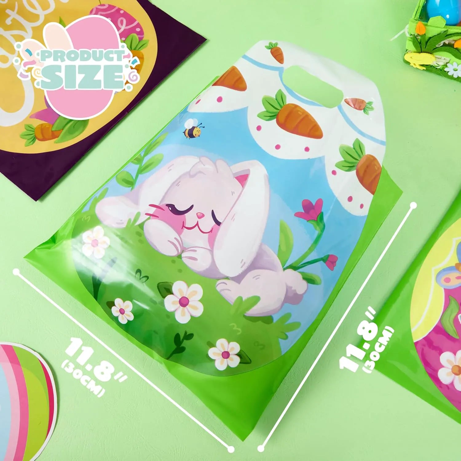 JOYIN 48 Pack Easter Drawstring PE Bags - Bunny & Chick Easter Treat Bags for Kids Party Supplies