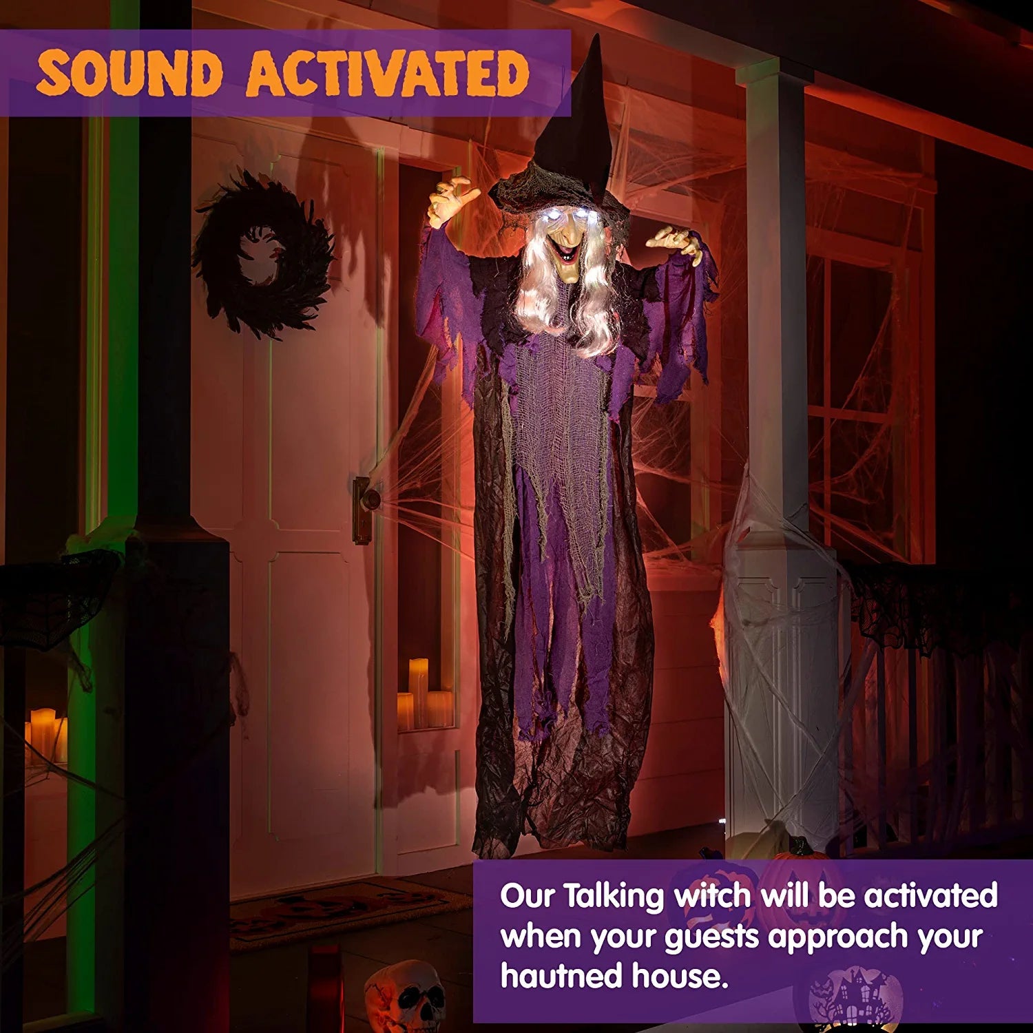 72in Hanging Talking Witch With Light-up Eyes