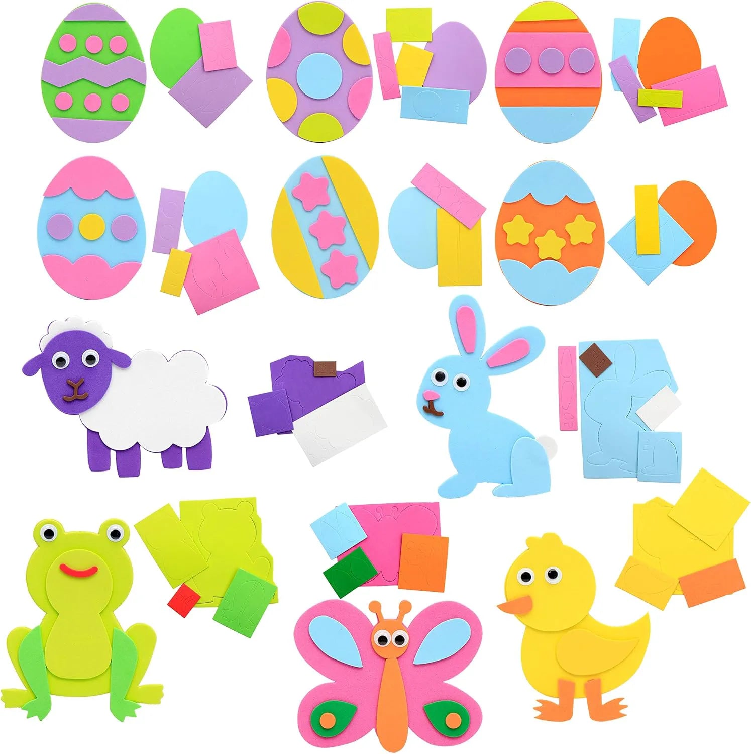 JOYIN 24 Pack Easter Foam Magnet DIY Craft Set for Egg Hunt and Basket Stuffers