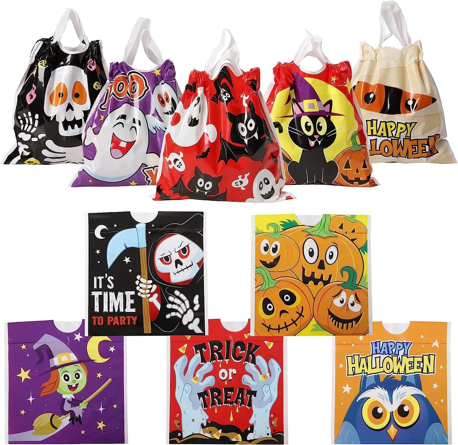 96 Pack Halloween Trick or Treat Drawstring Bags