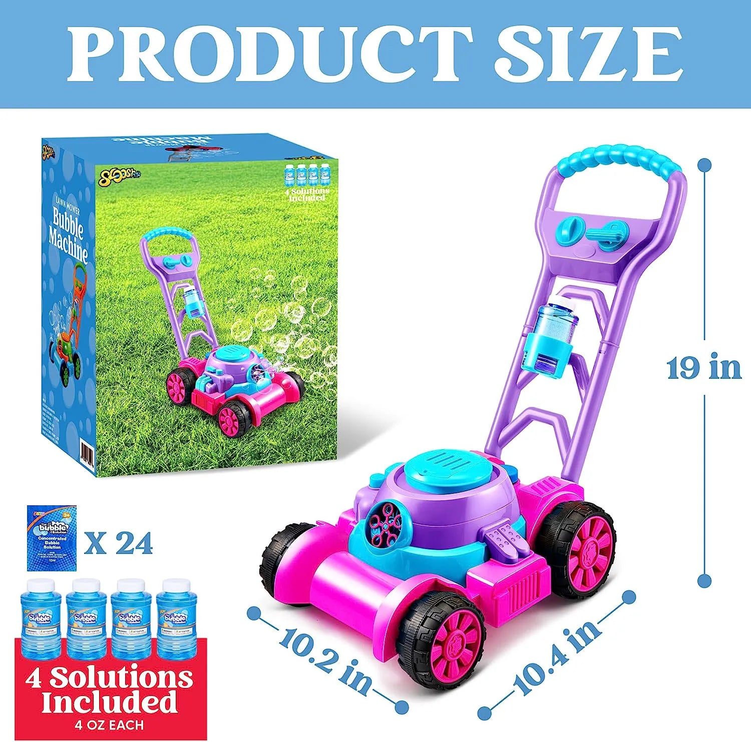 Sloosh Bubble Lawn Mower Toddler Toy, Pink