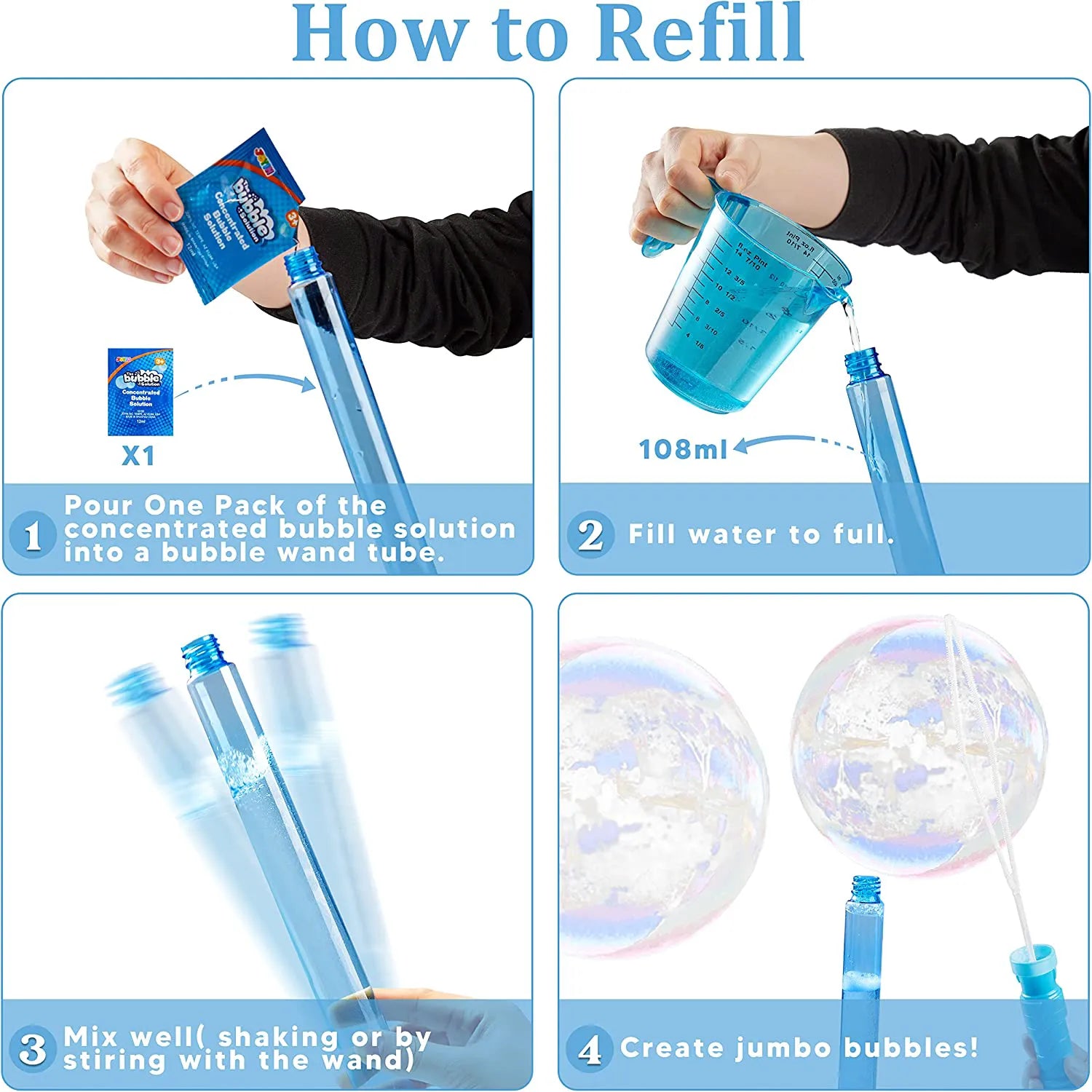 45-Piece Giant Bubble Wand Set with Concentrated Bubble Solution Refills