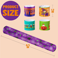 100 Pack Halloween Friendship Slap Bracelets for Kids