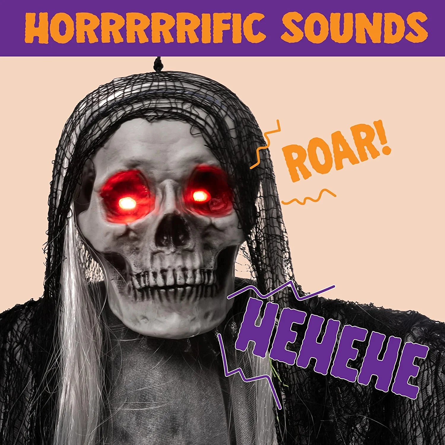 59in Hanging Grim Reaper with Glowing Eyes and Creepy Sound