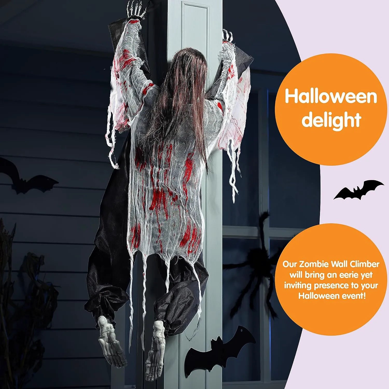 Joyin 2 Pcs 47in Halloween Climbing Zombies Wall Decoration