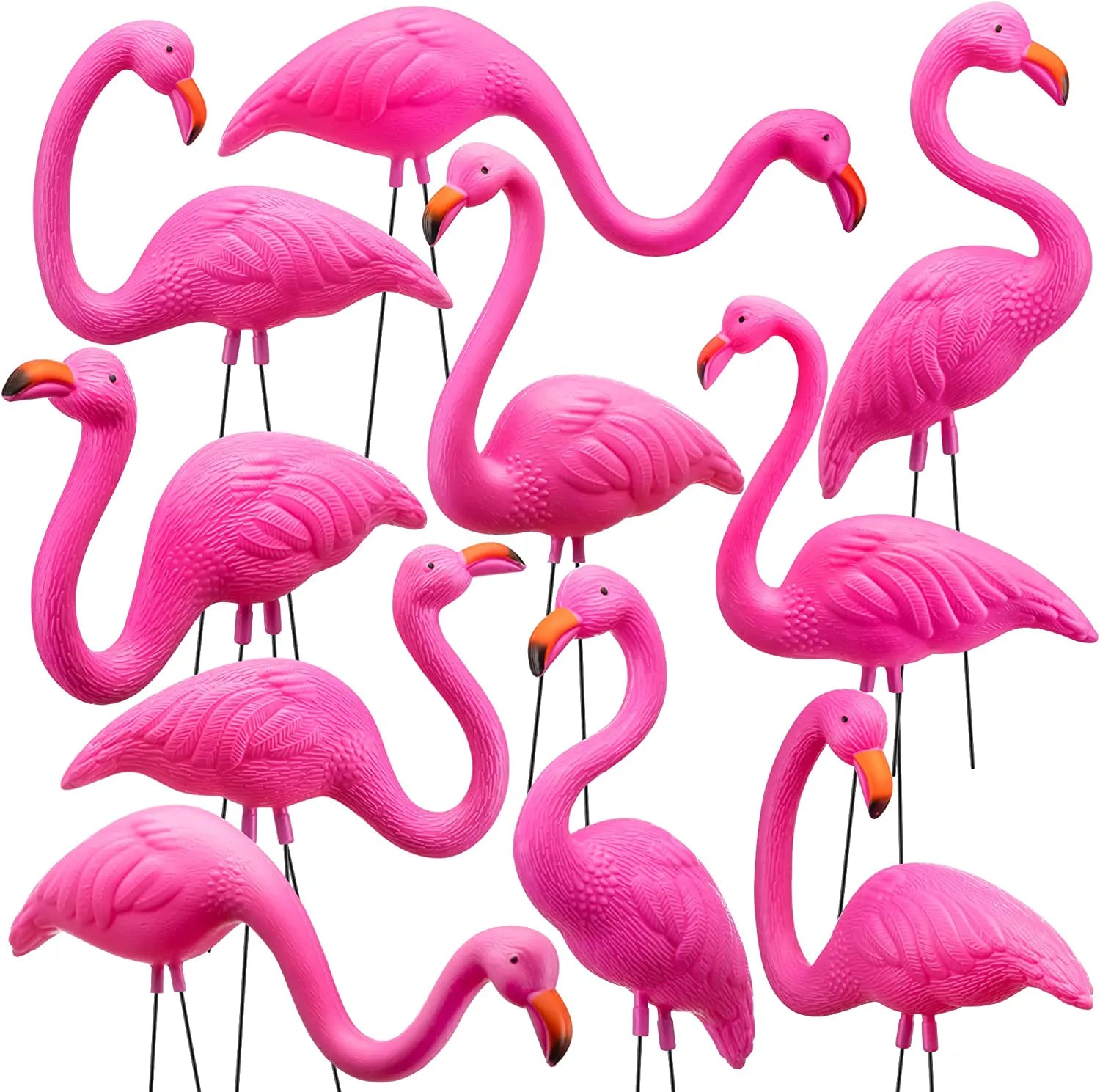 10 Pink Flamingo Yard Ornaments - Small