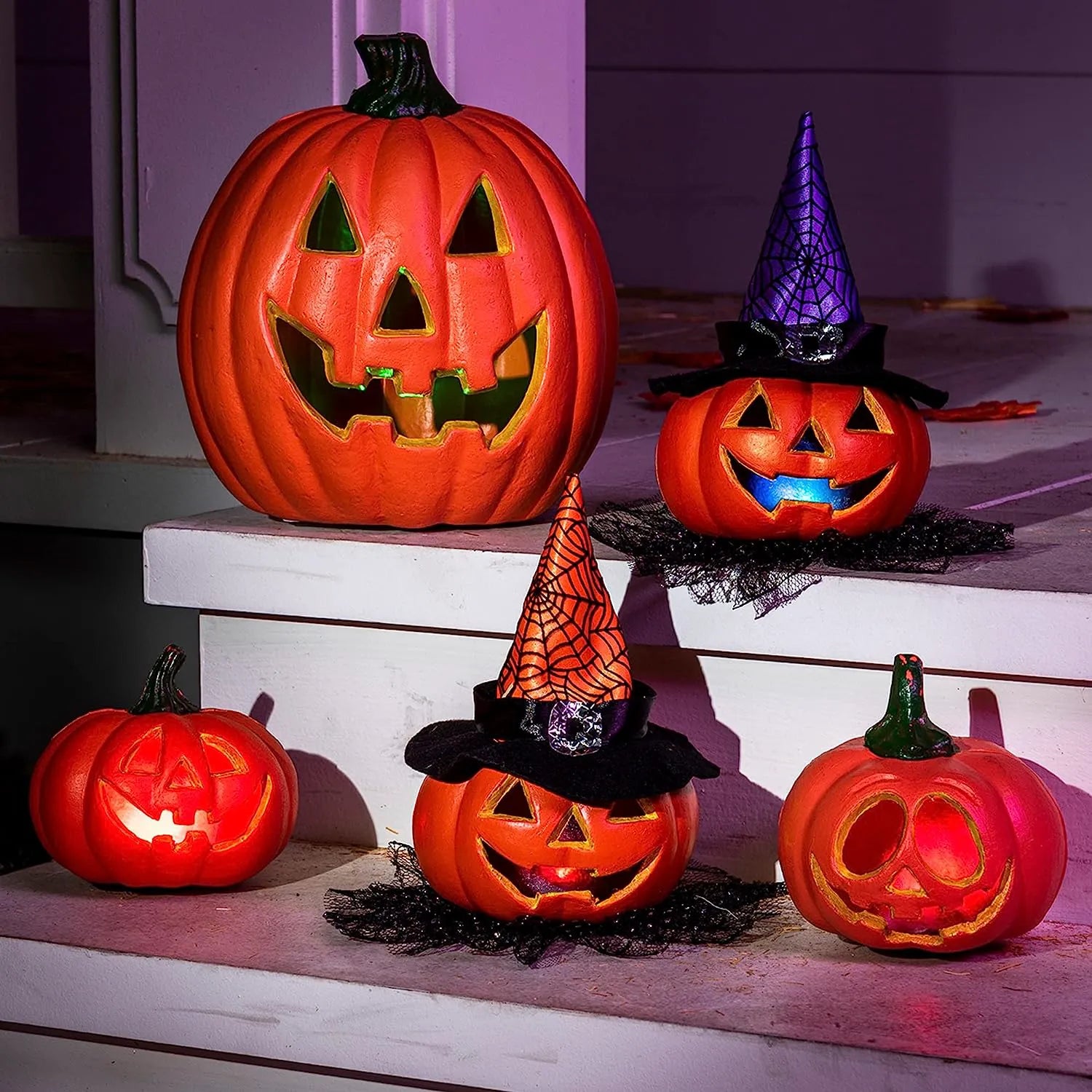 Halloween Pumpkin Light-Up Decoration Combo Set (5 Pack)