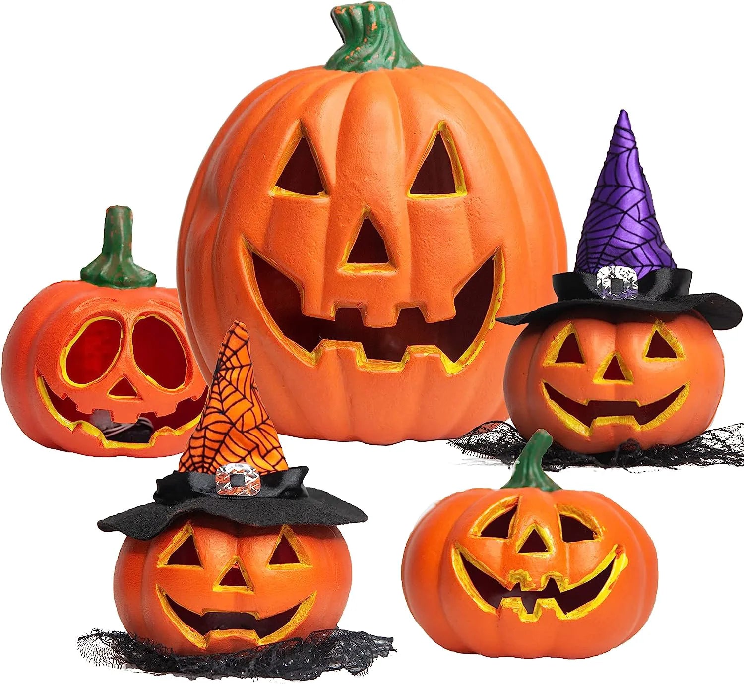 Halloween Pumpkin Light-Up Decoration Combo Set (5 Pack)