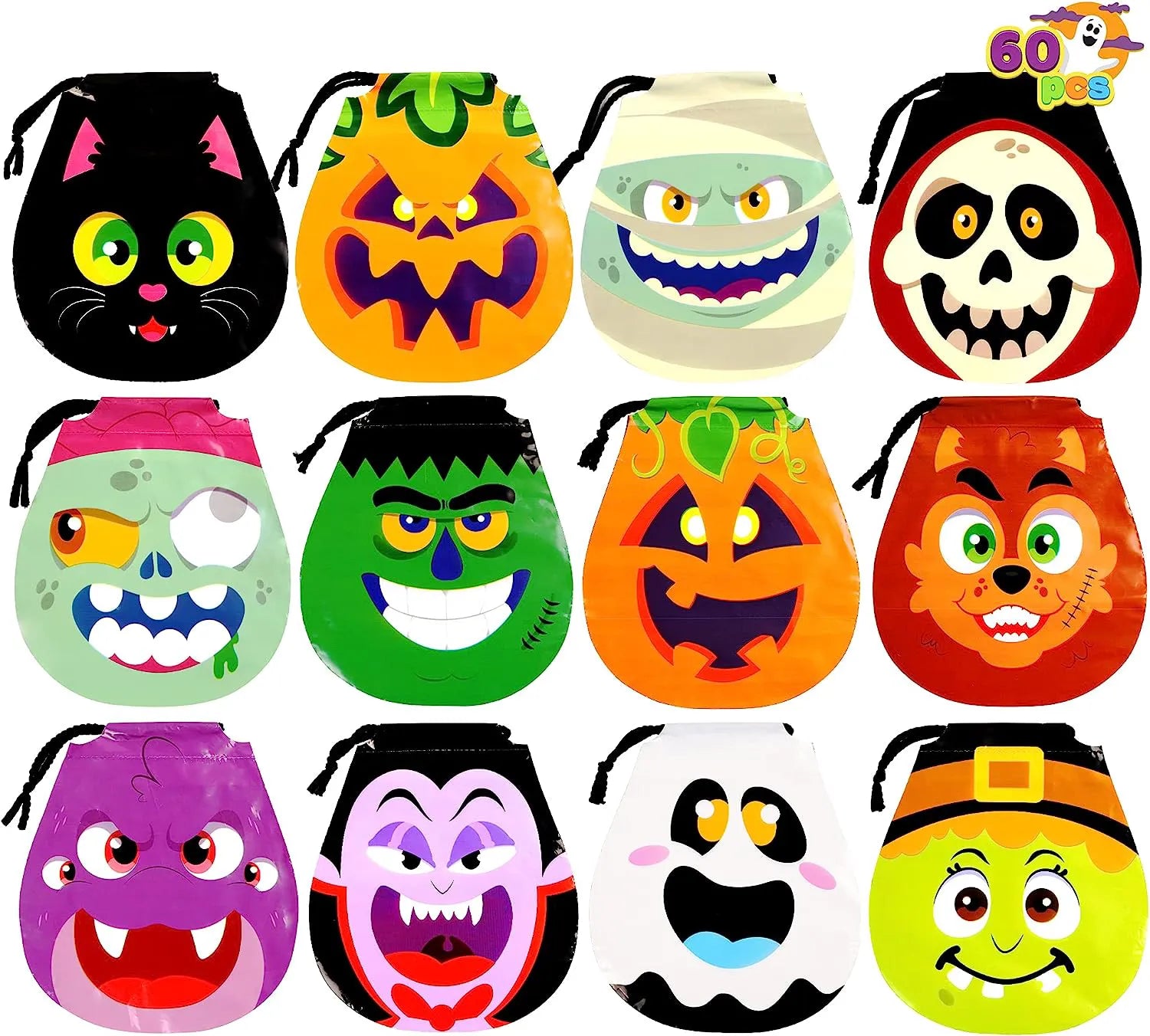 Big Head Drawstring Goody Bags (60 Pack)