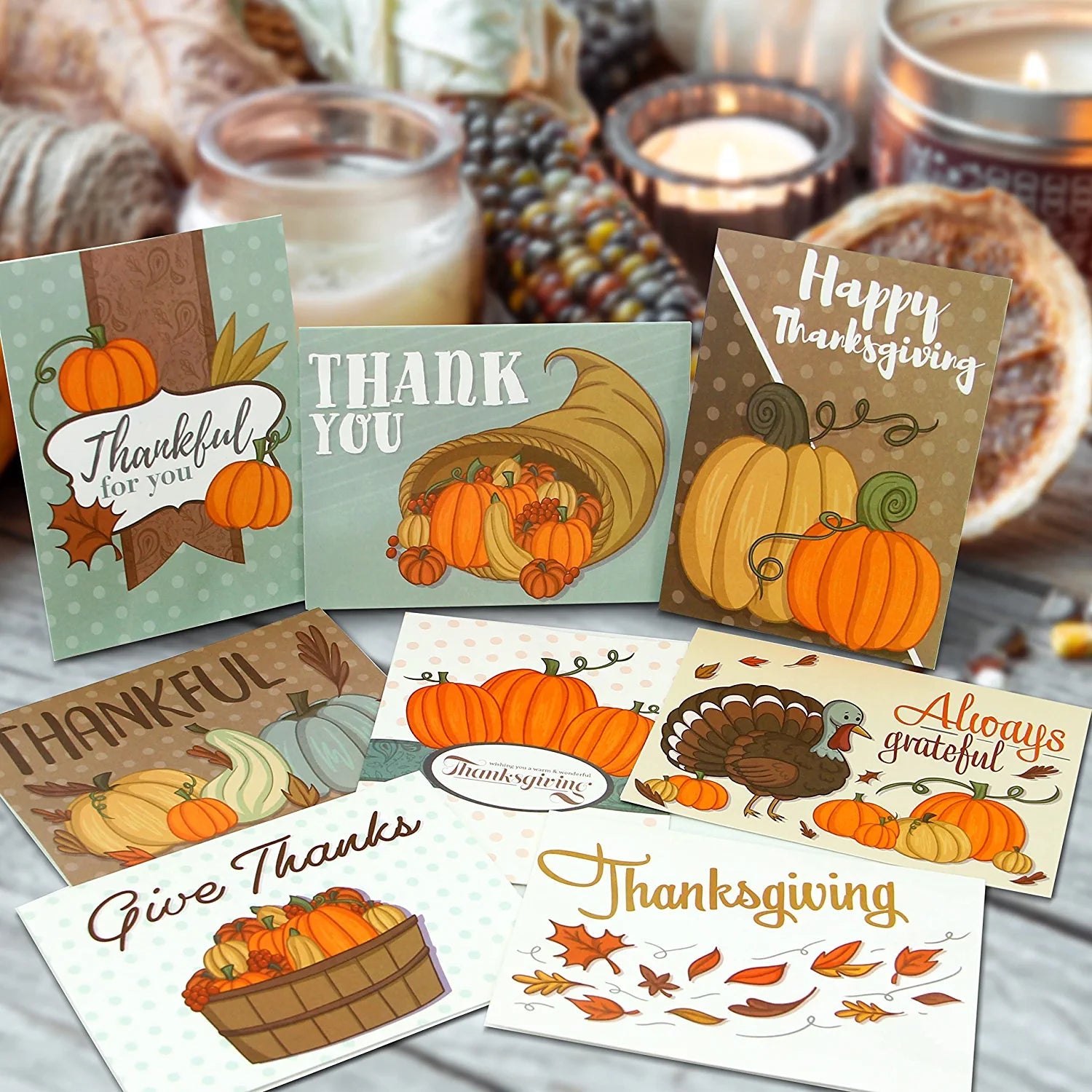 Thanksgiving Pumpkin Greeting Cards, 36 Pack