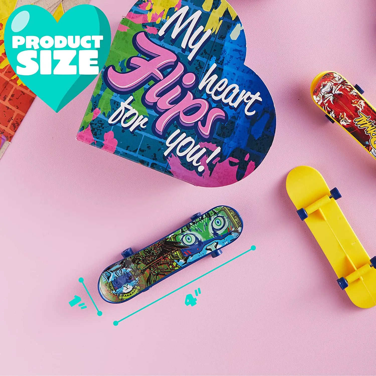 28 Mini Skateboards in Boxes with Kids Valentine's Cards for Classroom Exchange