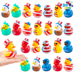 JOYIN 24-Pack Patriotic Rubber Ducks, 2.6-Inch Toys, 8 Unique Designs