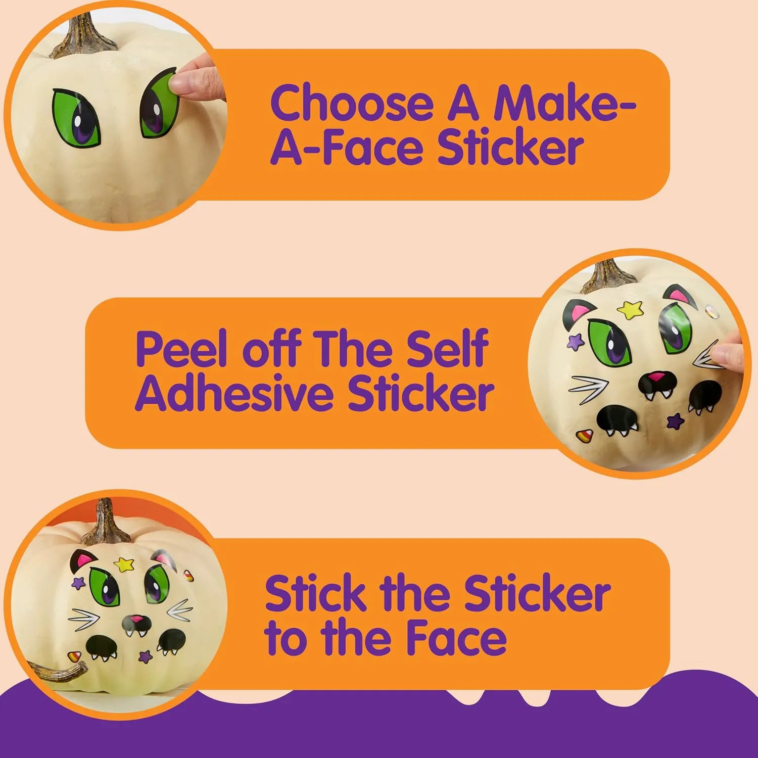 36 Halloween Pumpkin Face Stickers