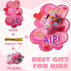 28-Pack Kids Valentine's Cards with Pull-Back Airplanes - Classroom Exchange Gifts