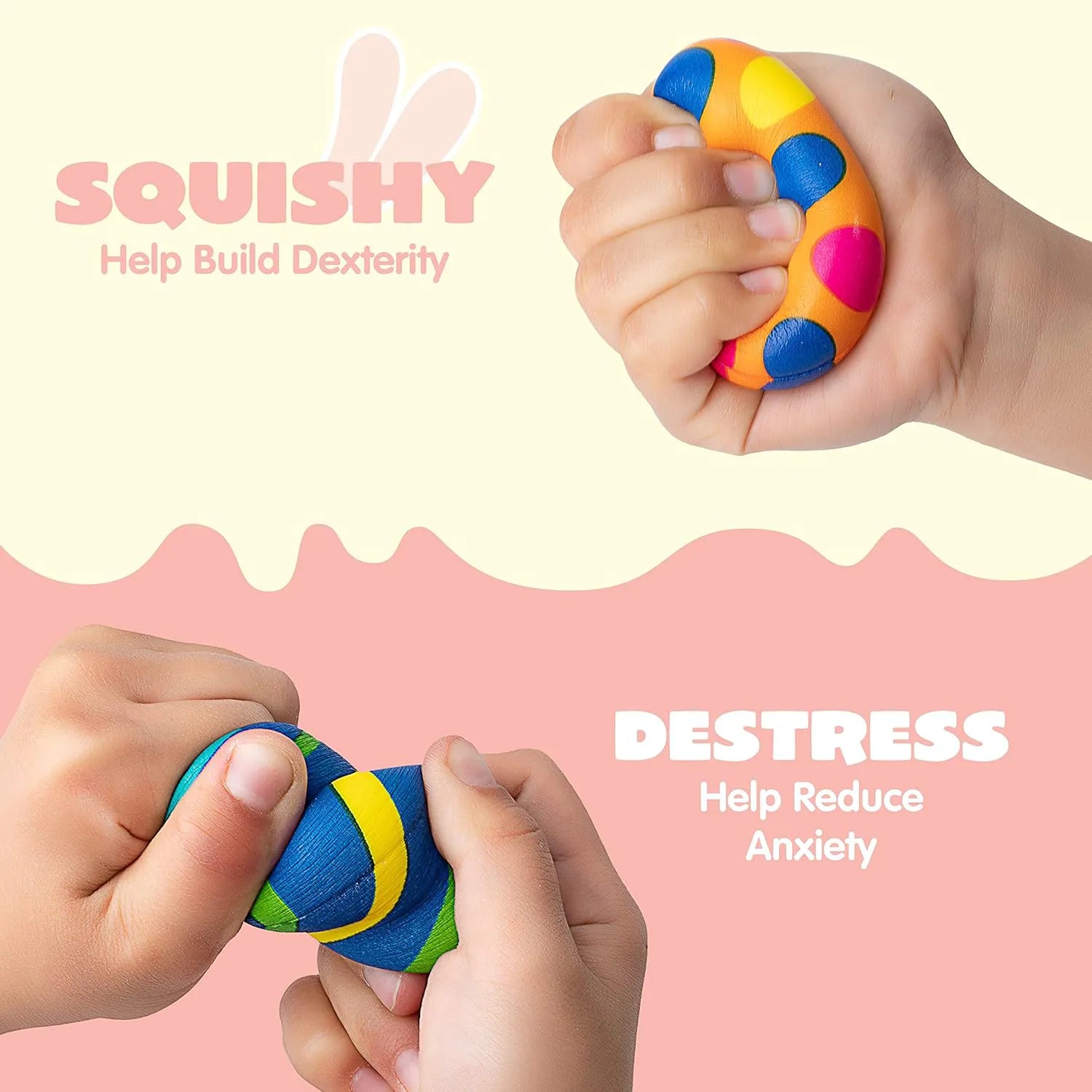 JOYIN 24 Pack Colorful Squishy Easter Eggs - Stress Relief Fidget Toys for Kids, Easter Party Supplies