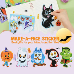 36 Pcs Halloween Make-a-Face Stickers for Kids