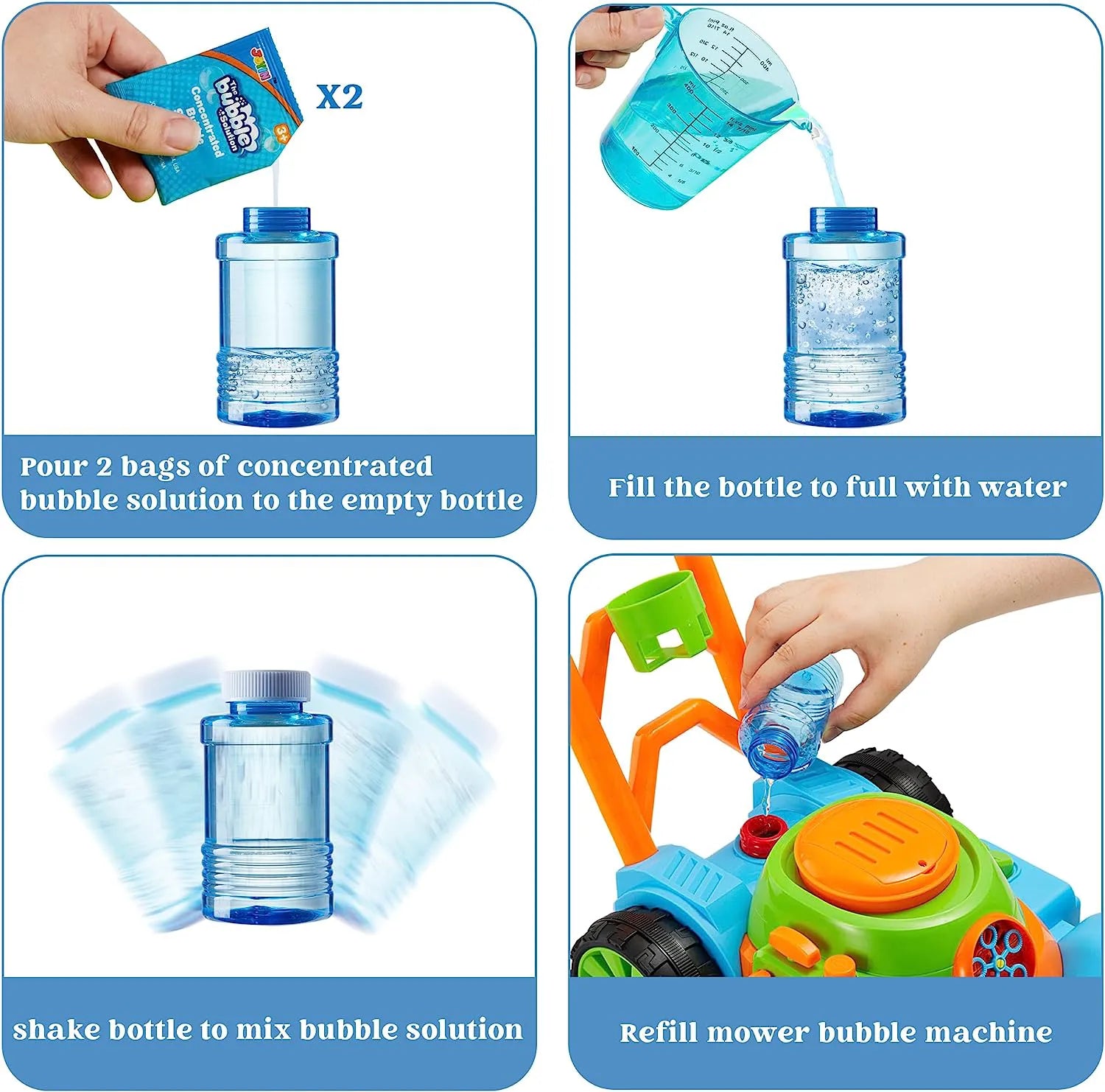 Sloosh Bubble Lawn Mower Toddler Toys, Blue