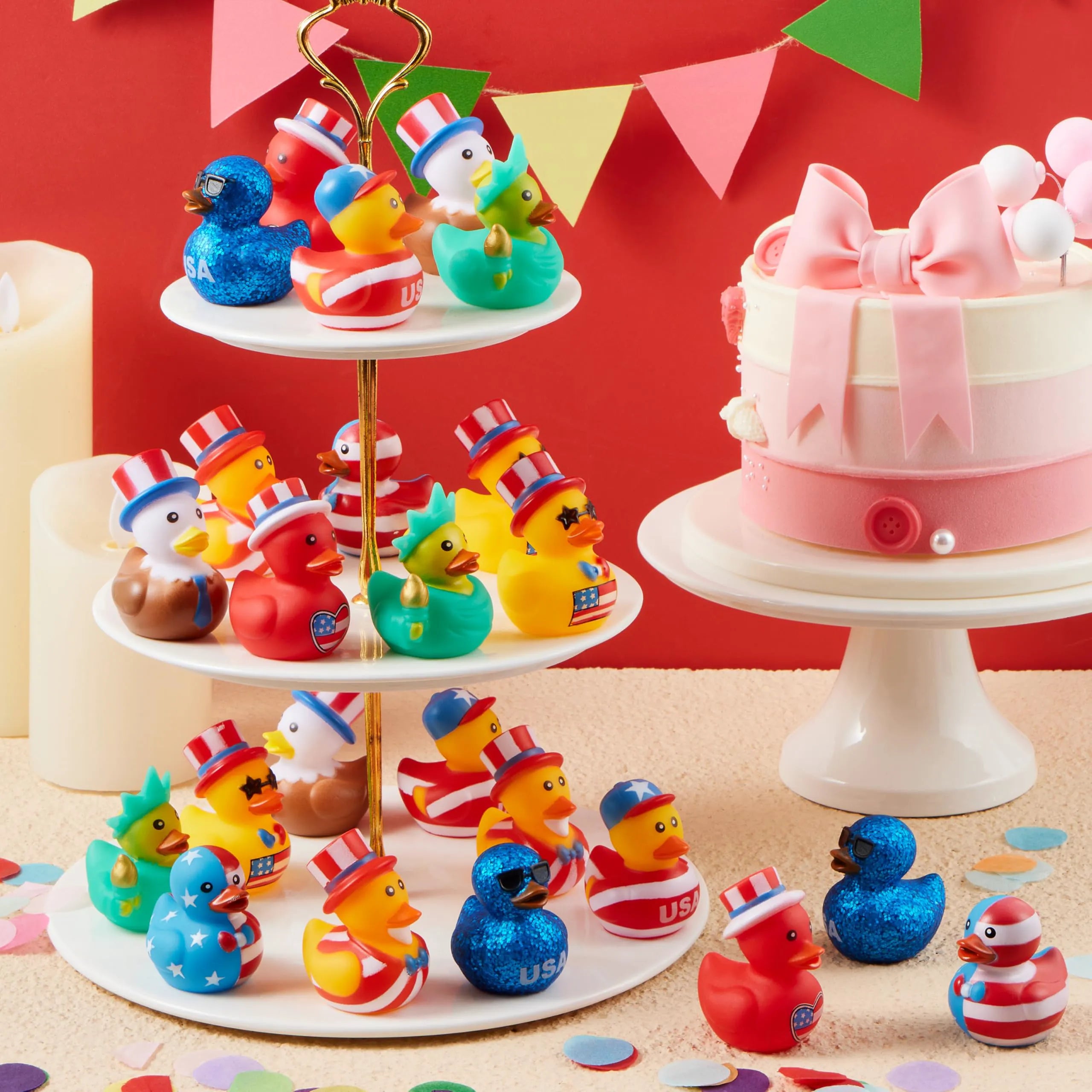 JOYIN 24-Pack Patriotic Rubber Ducks, 2.6-Inch Toys, 8 Unique Designs