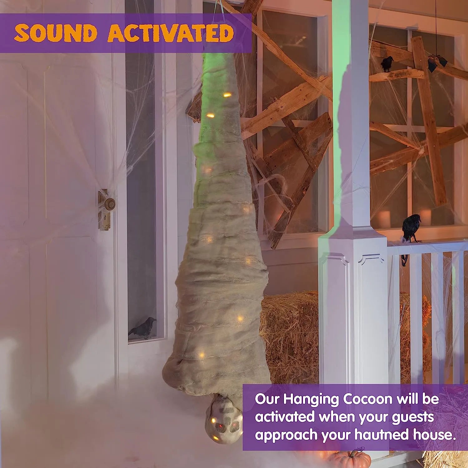 65-inch Halloween Animated Hanging Cocoon Decoration