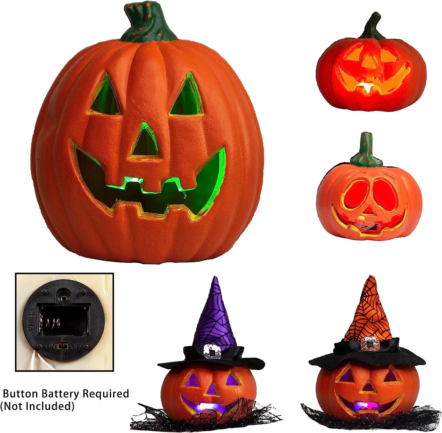 Halloween Pumpkin Light-Up Decoration Combo Set (5 Pack)