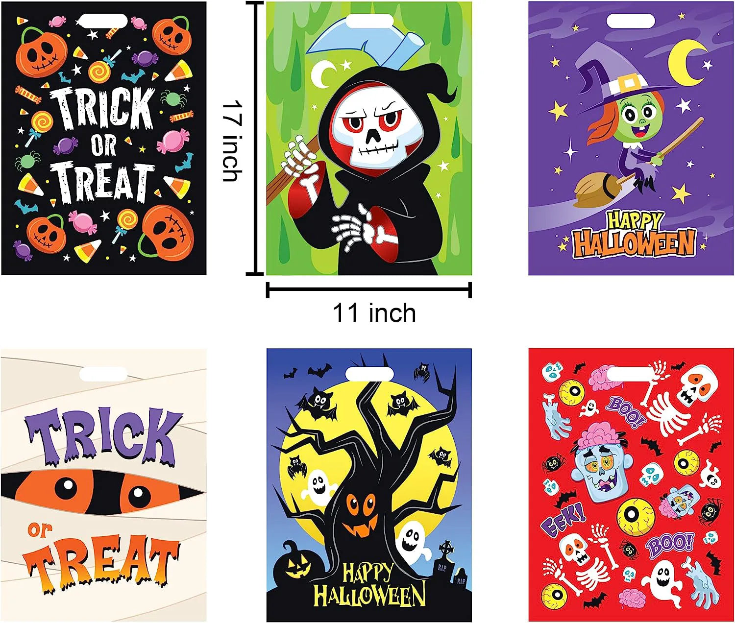 Halloween Character Plastic Candy Bags, 72 Pack
