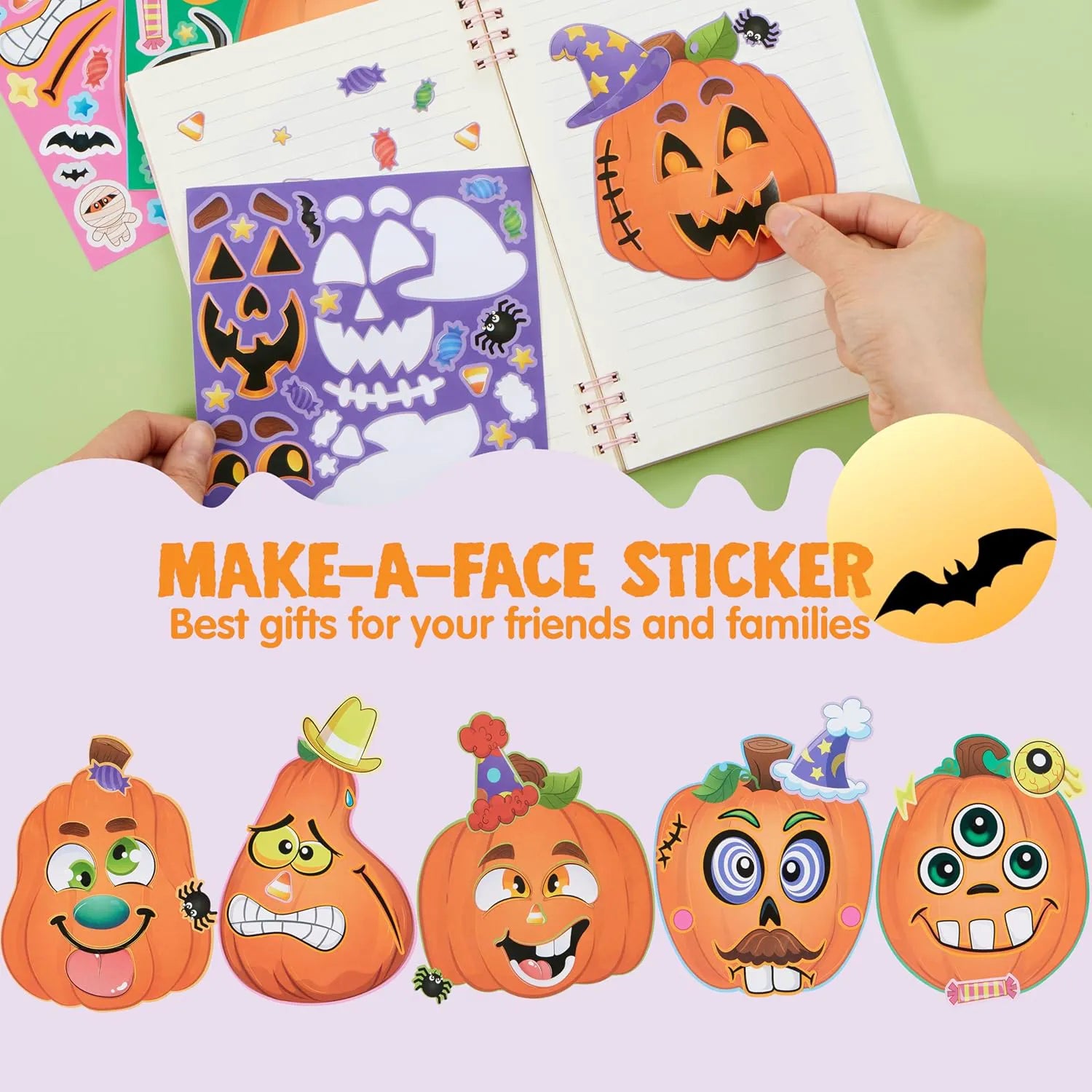 24 Halloween Pumpkin Decorating Stickers