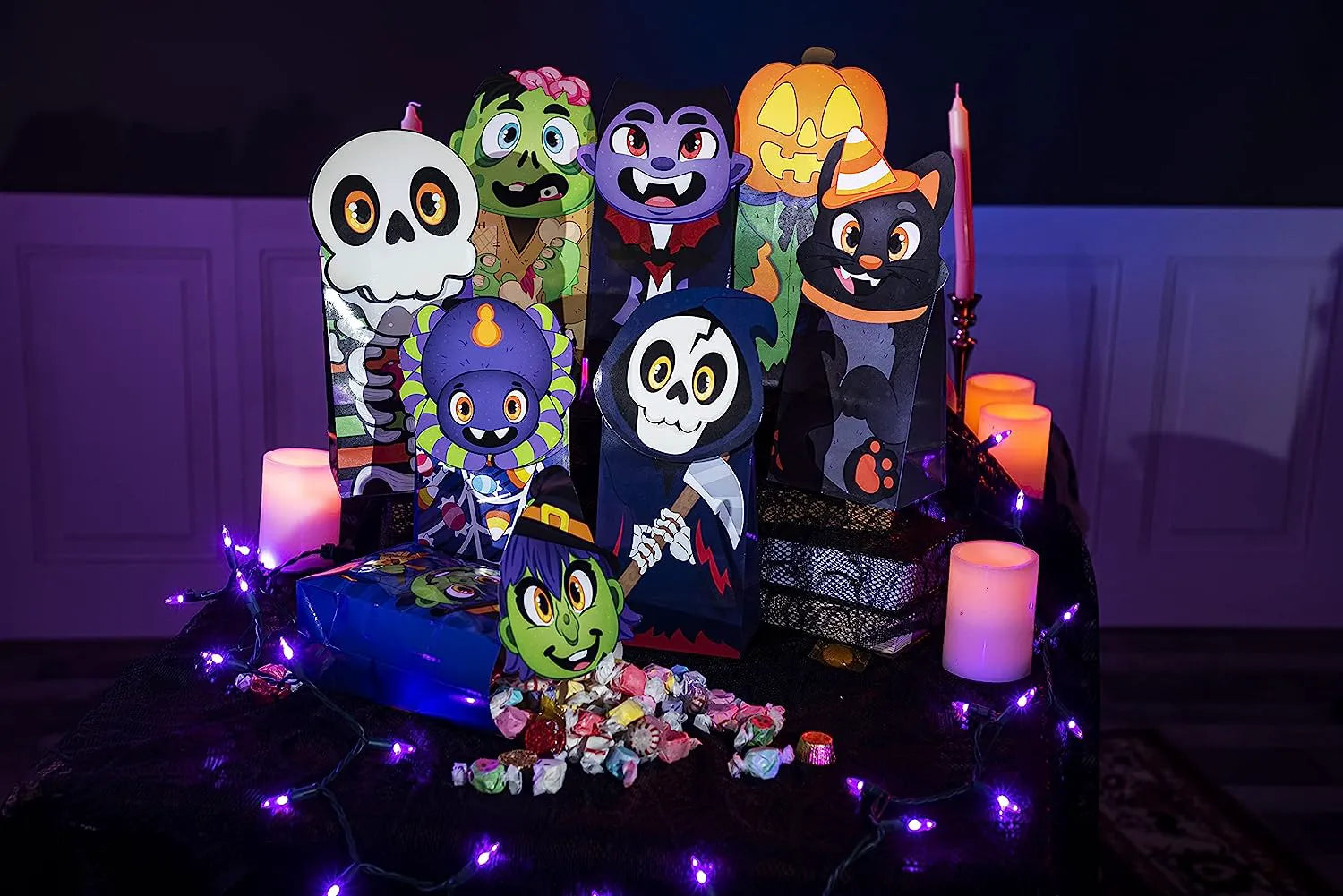Halloween Die-Cut Flip Over Gift Bags, 24 Pcs
