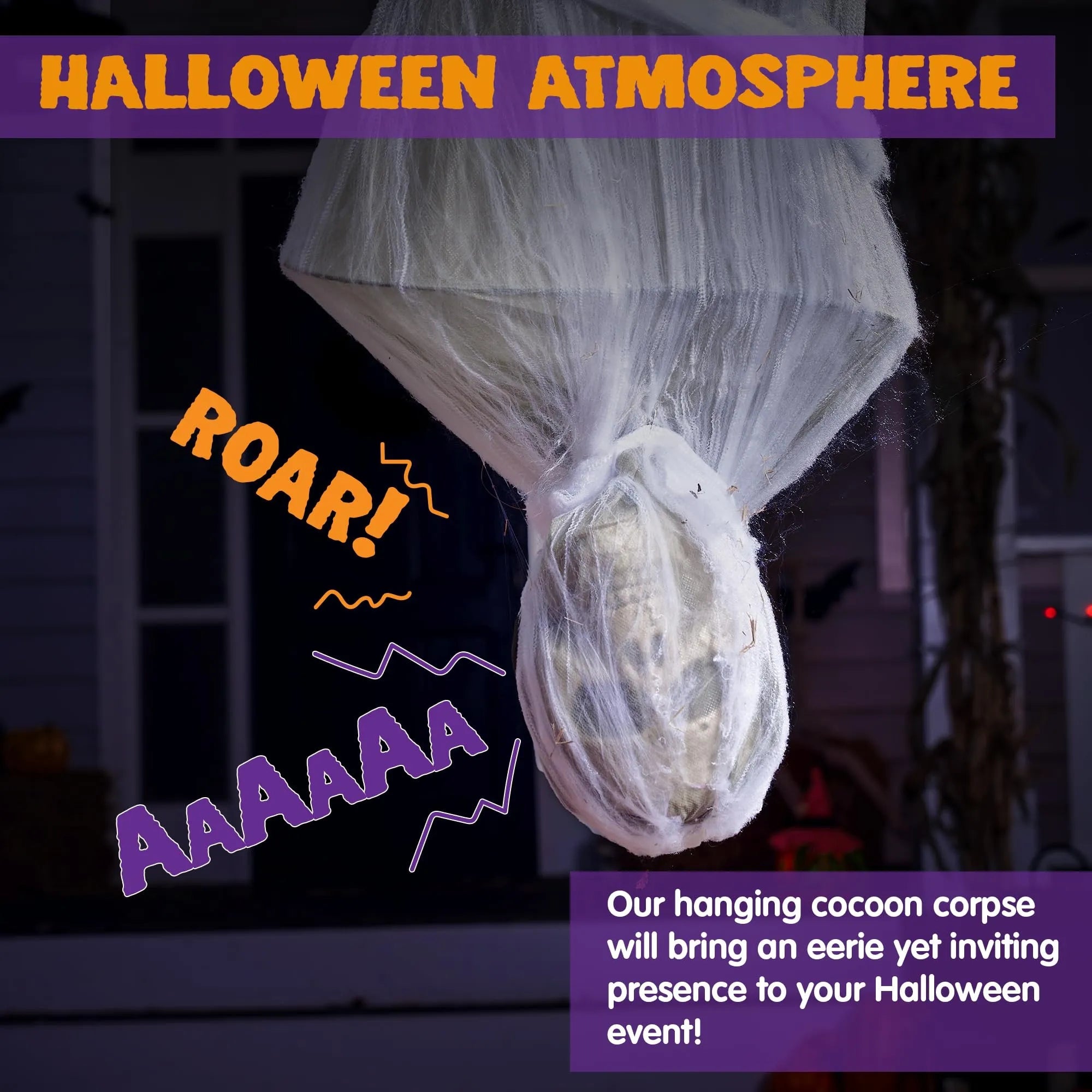72-Inch Hanging Cocoon Corpse for Halloween Outdoor Decoration