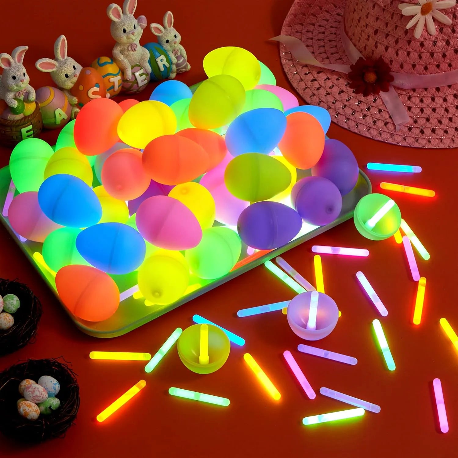 72 Easter Eggs with 144 Mini Glow Sticks