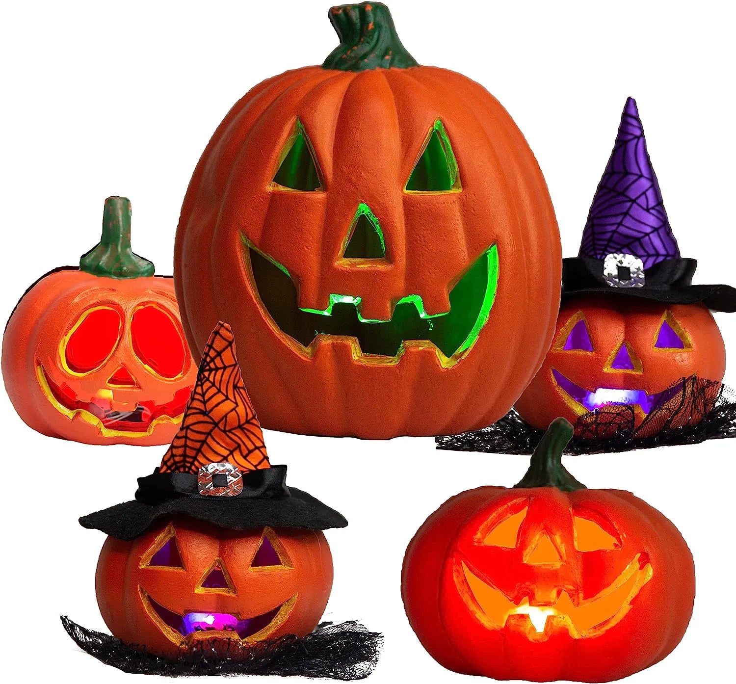 Halloween Pumpkin Light-Up Decoration Combo Set (5 Pack)