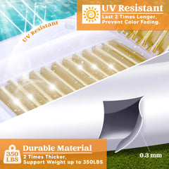 85x57 Inch Extra Large Golden White Sun Tan Tub Pool Float for Adults