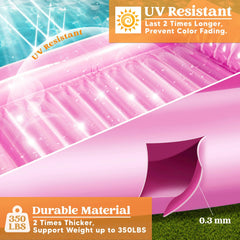 85x57 Inch Extra Large Pink Sun Tan Tub Adult Pool Float Raft for Sunbathing