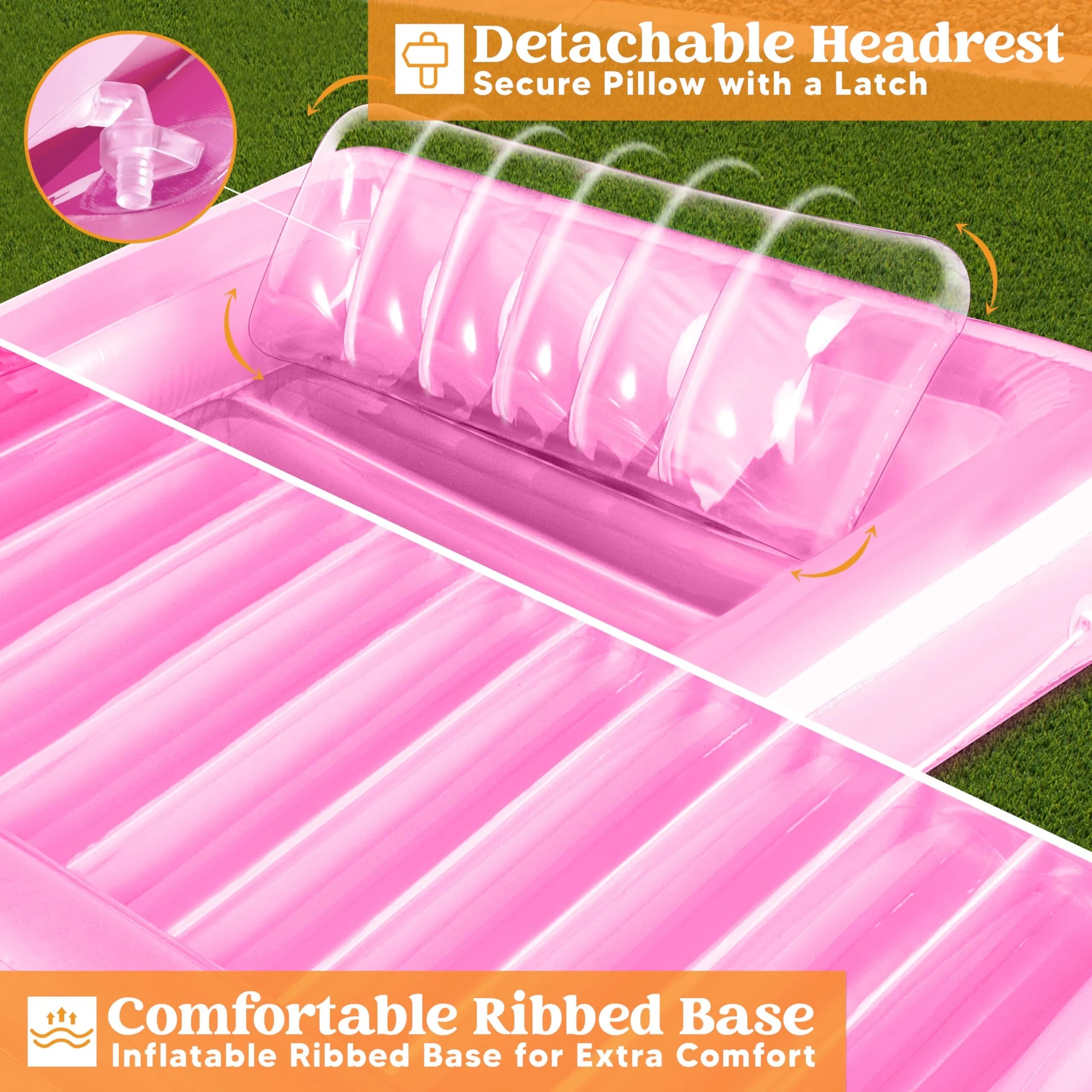 85x57 Inch Extra Large Pink Sun Tan Tub Adult Pool Float Raft for Sunbathing