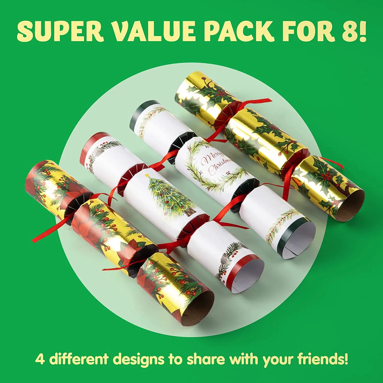 8Pcs Christmas Deluxe Cracker Set