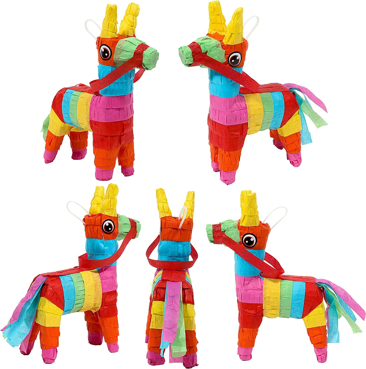 8Pcs Mini Donkey Pinatas Muti Color