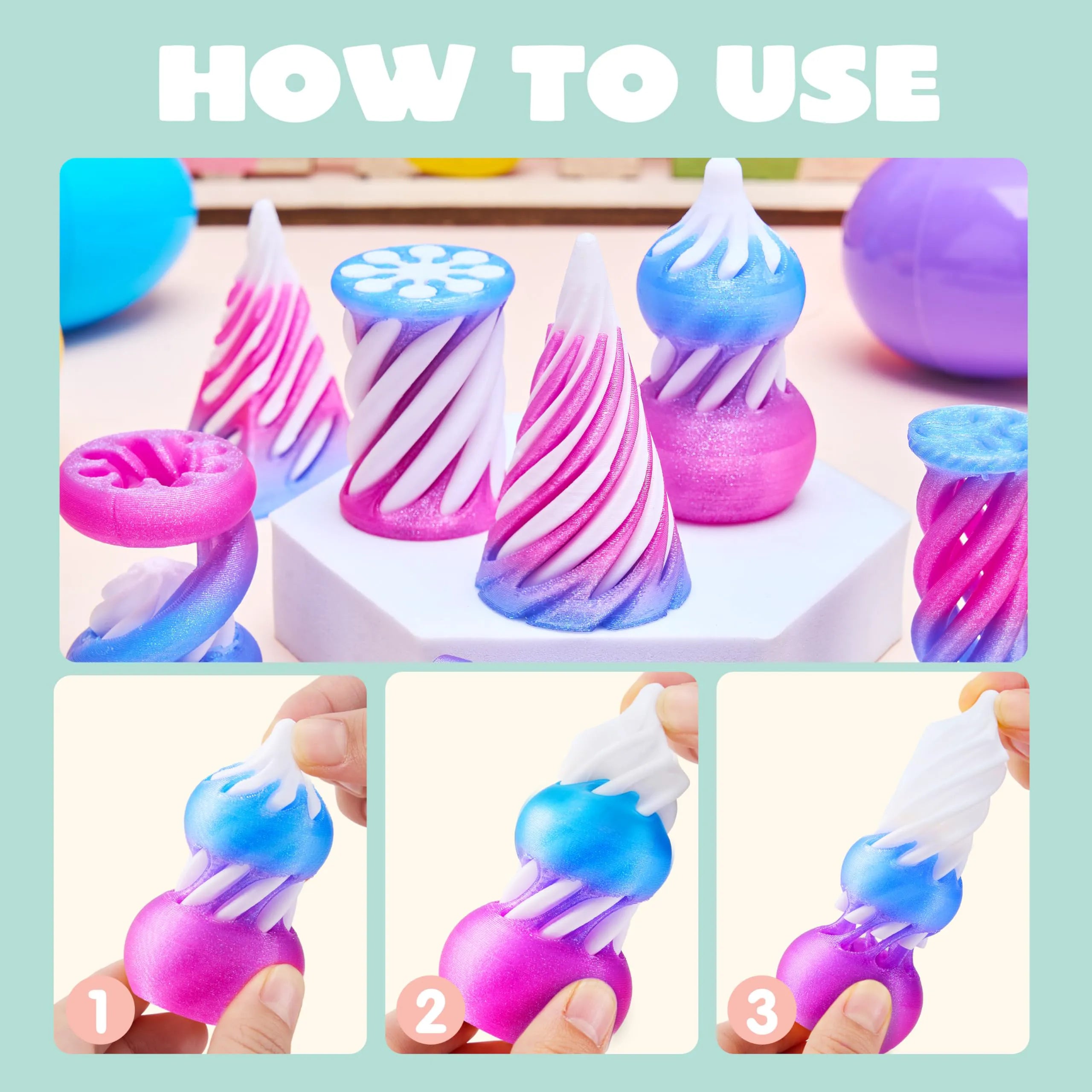 8 Pcs Prefilled Easter Eggs 3D Printed Impossible Cone Fidget Toys, Easter Party Favors for Kids
