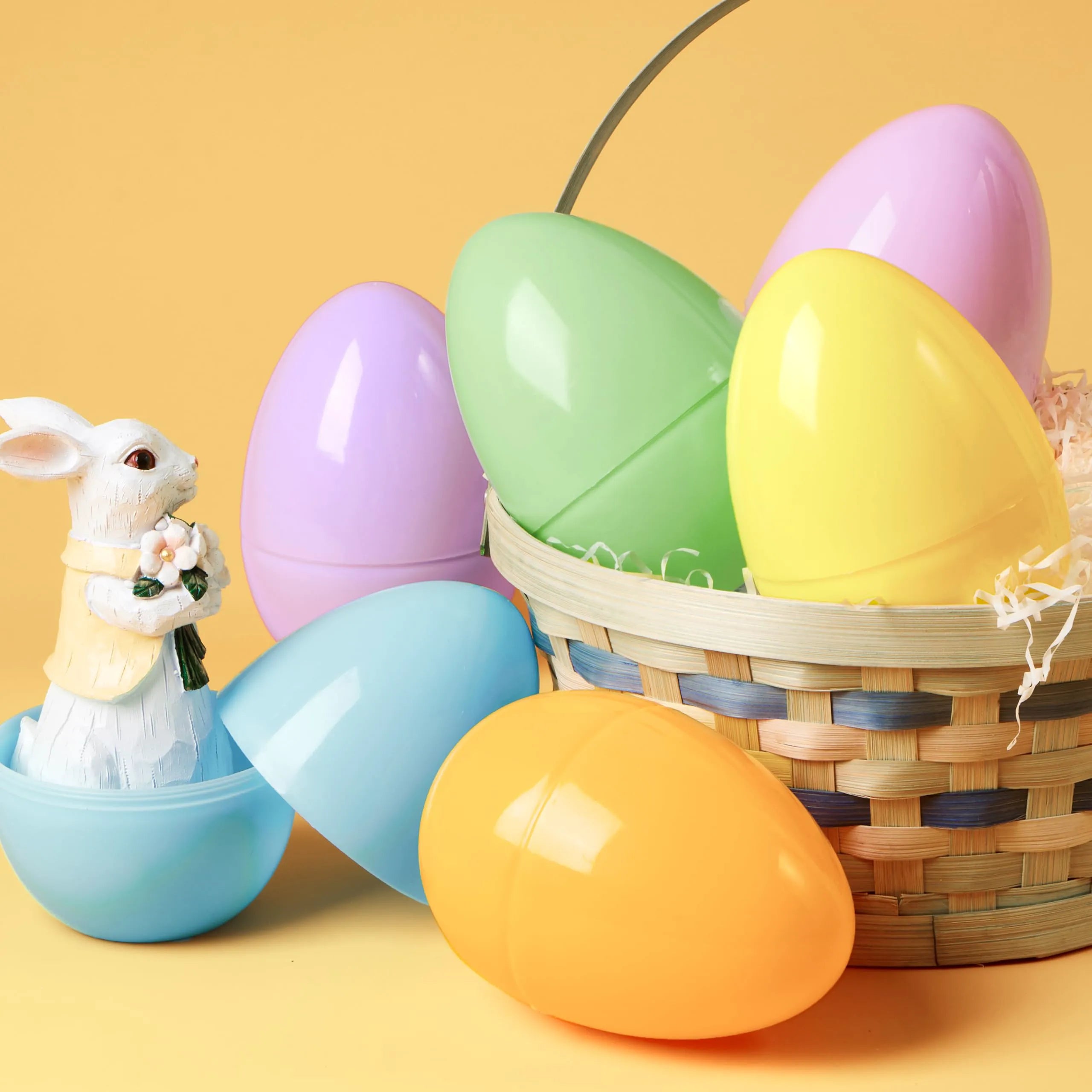 24 Large Pastel Easter Eggs, 6-Inch Plastic Jumbo Fillable Eggs