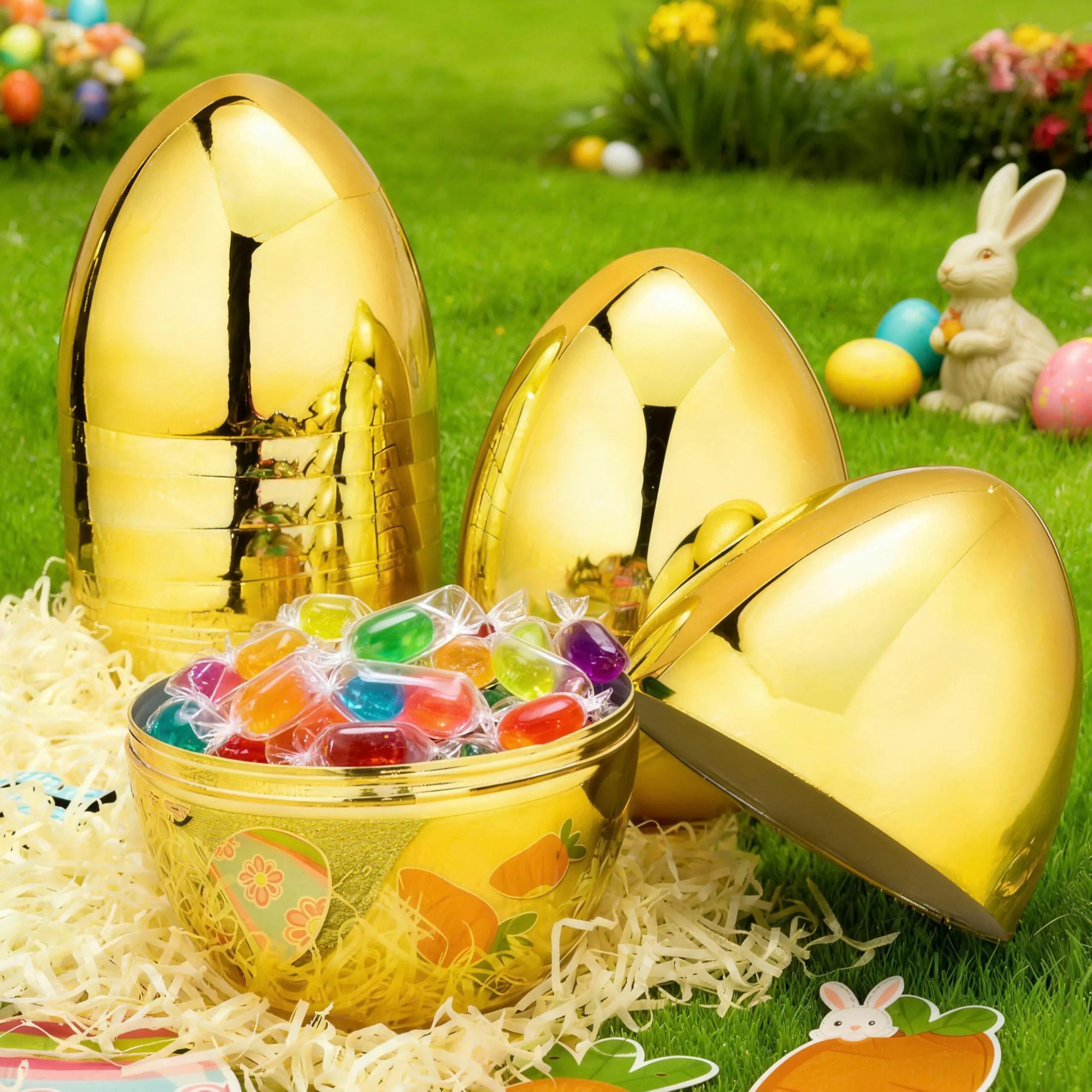 6 Gold Jumbo Easter Eggs (10 inch)