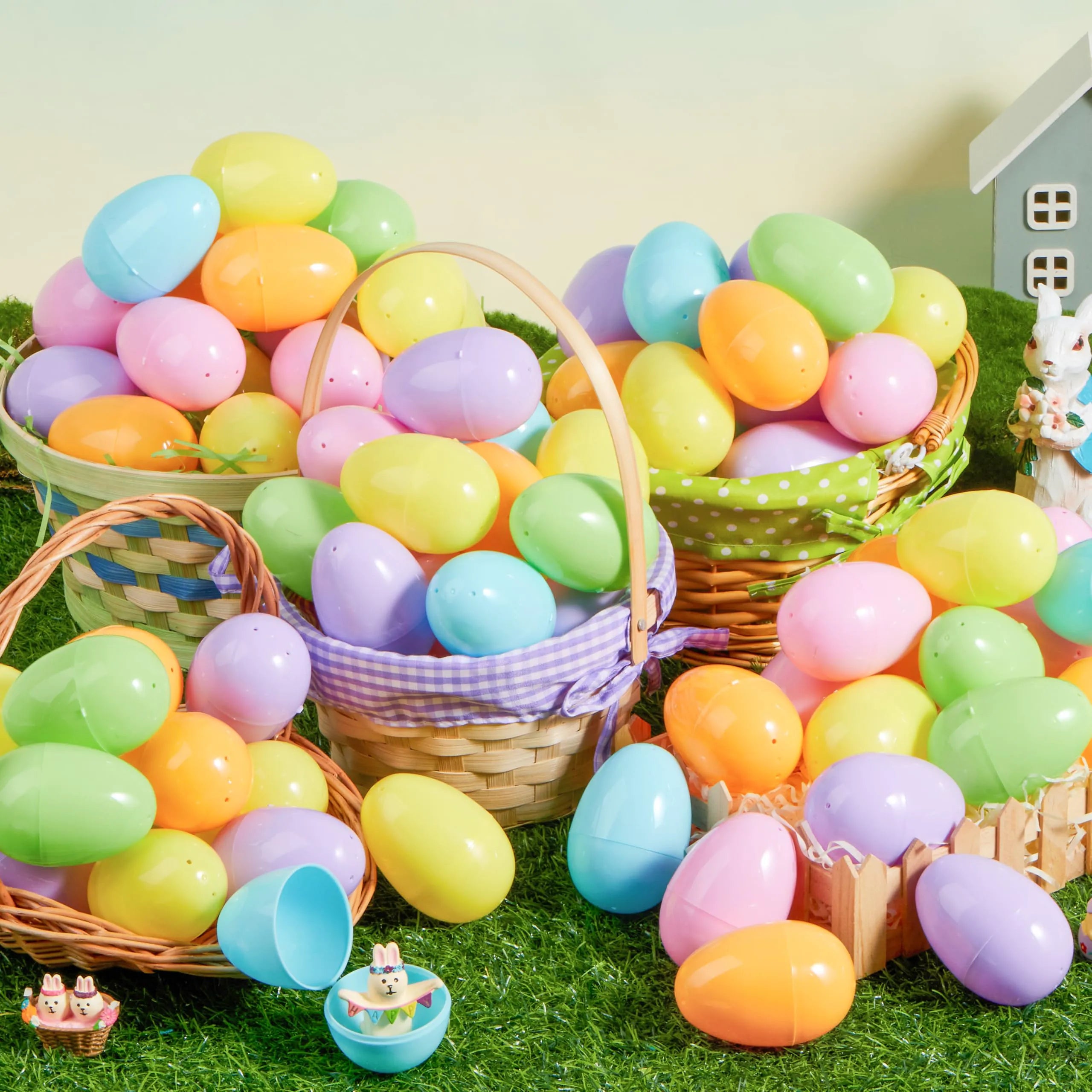 1000PCS 3.15" Large Plastic Eggs, Empty Colorful Fillable Eggshells for Easter Hunt
