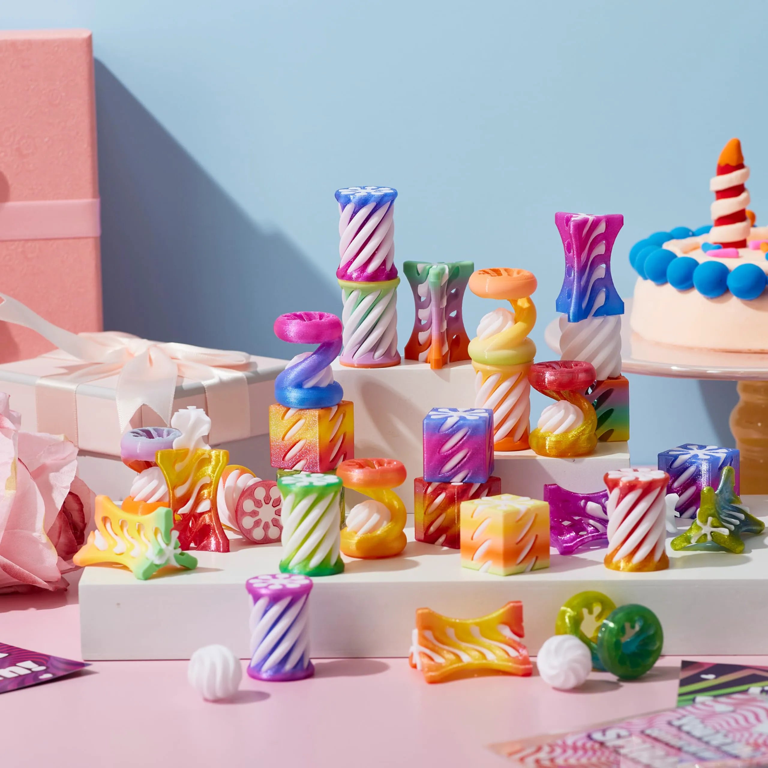 28-Piece Valentine's Day Gift Set: Impossible Spiral Cone Fidget Toys with Valentine Cards