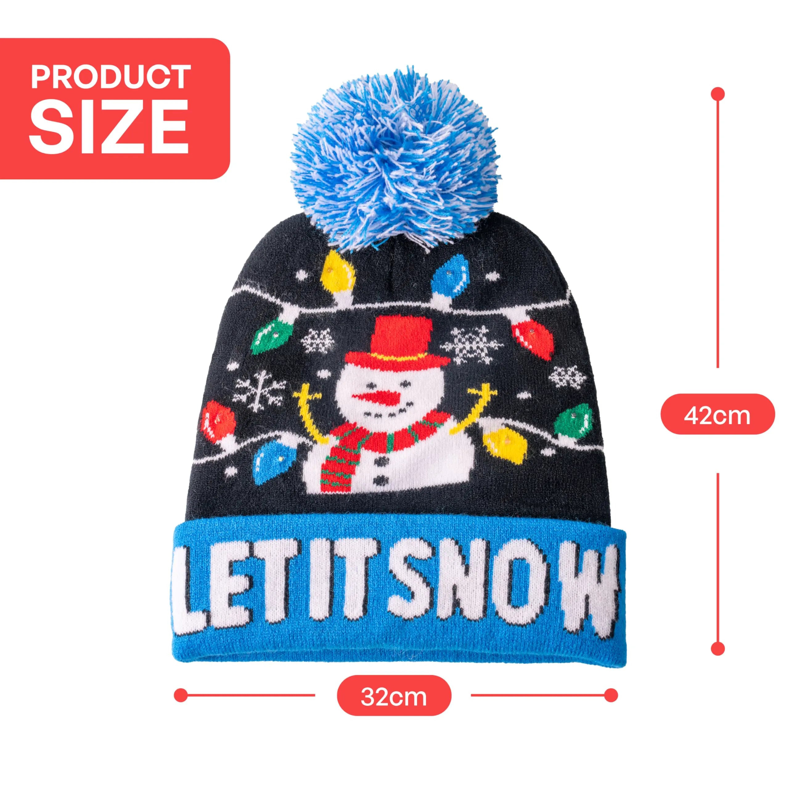 Light-Up Knitted Snowman Christmas Beanie Hat