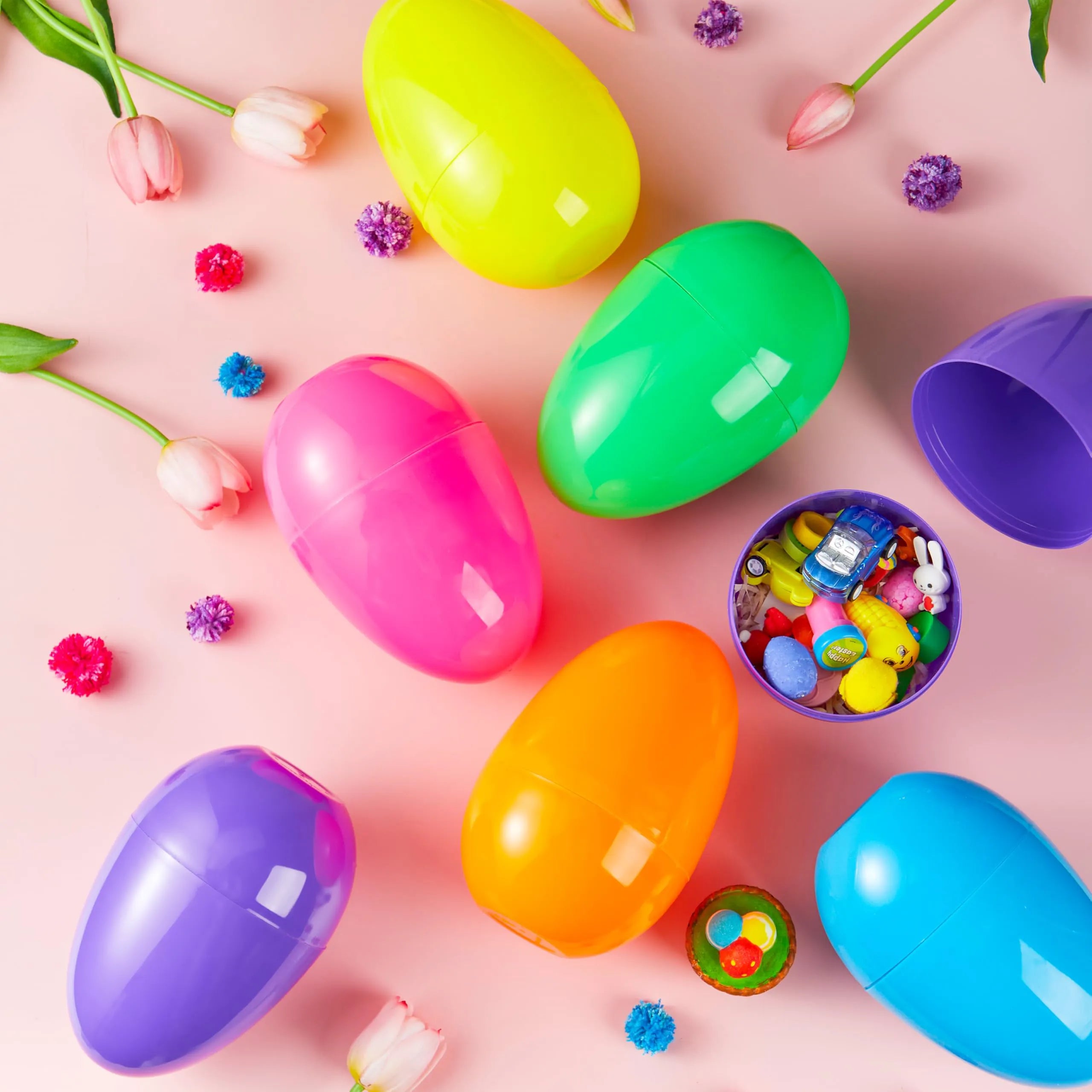24 Large Plastic Easter Eggs, 6-Inch Colorful Jumbo Fillable Eggs