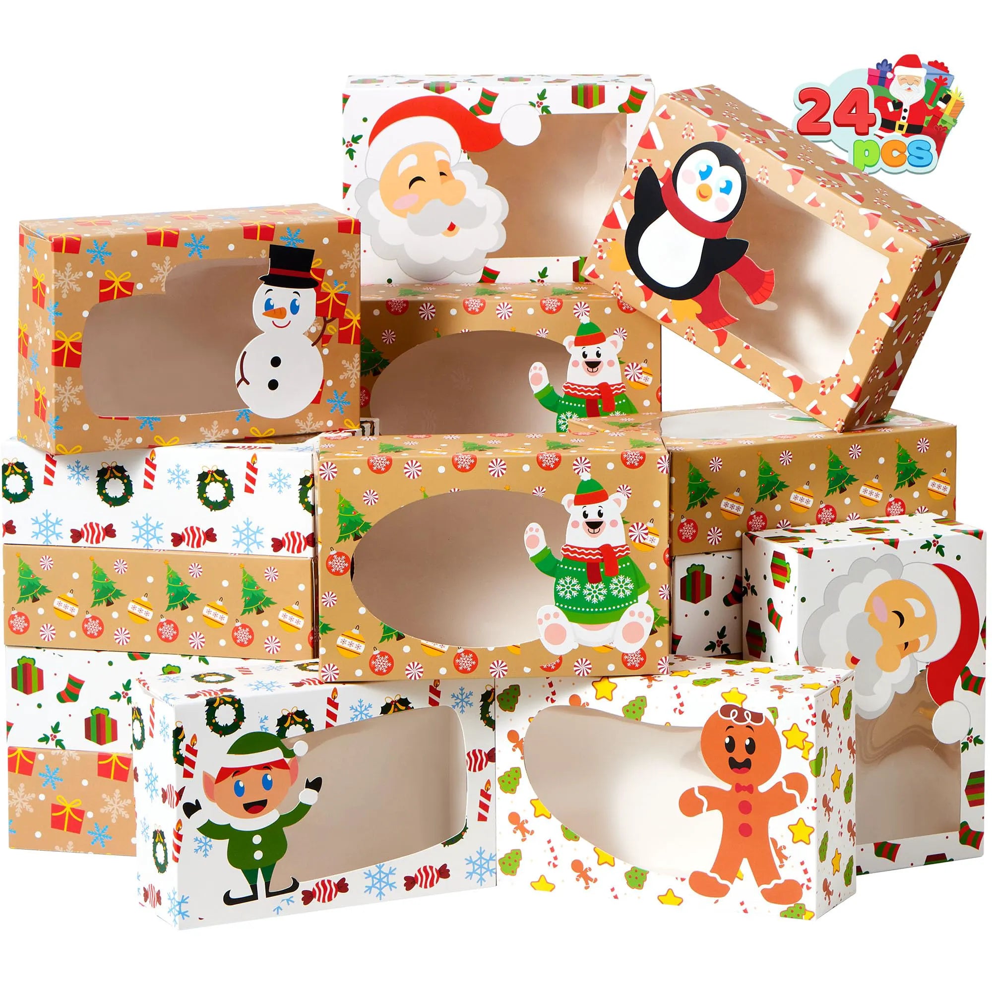 24-Pack Christmas Cookie Boxes with Window