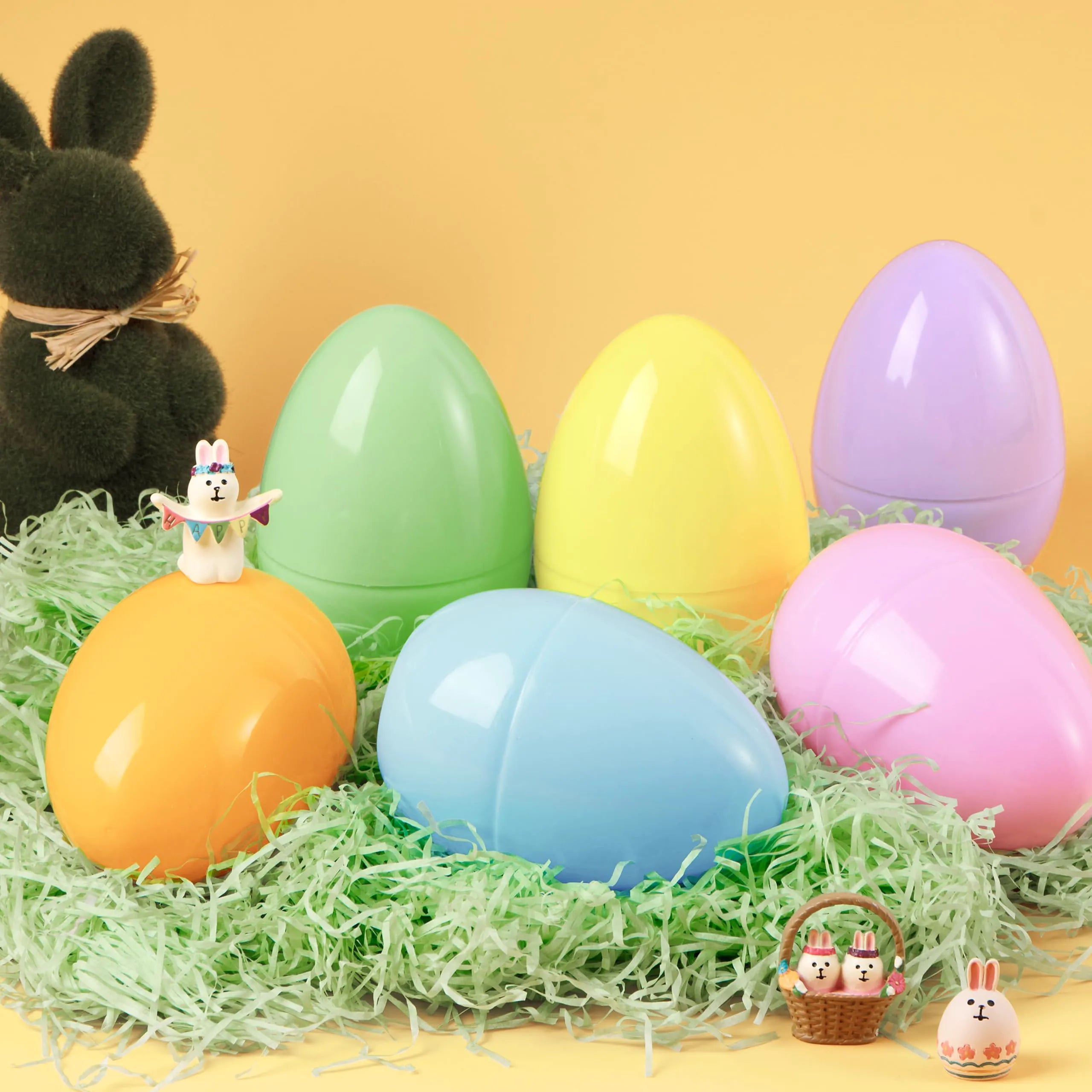 6 Large Pastel Easter Eggs - 6 Inch Jumbo Plastic Fillable Eggs for Easter Hunt