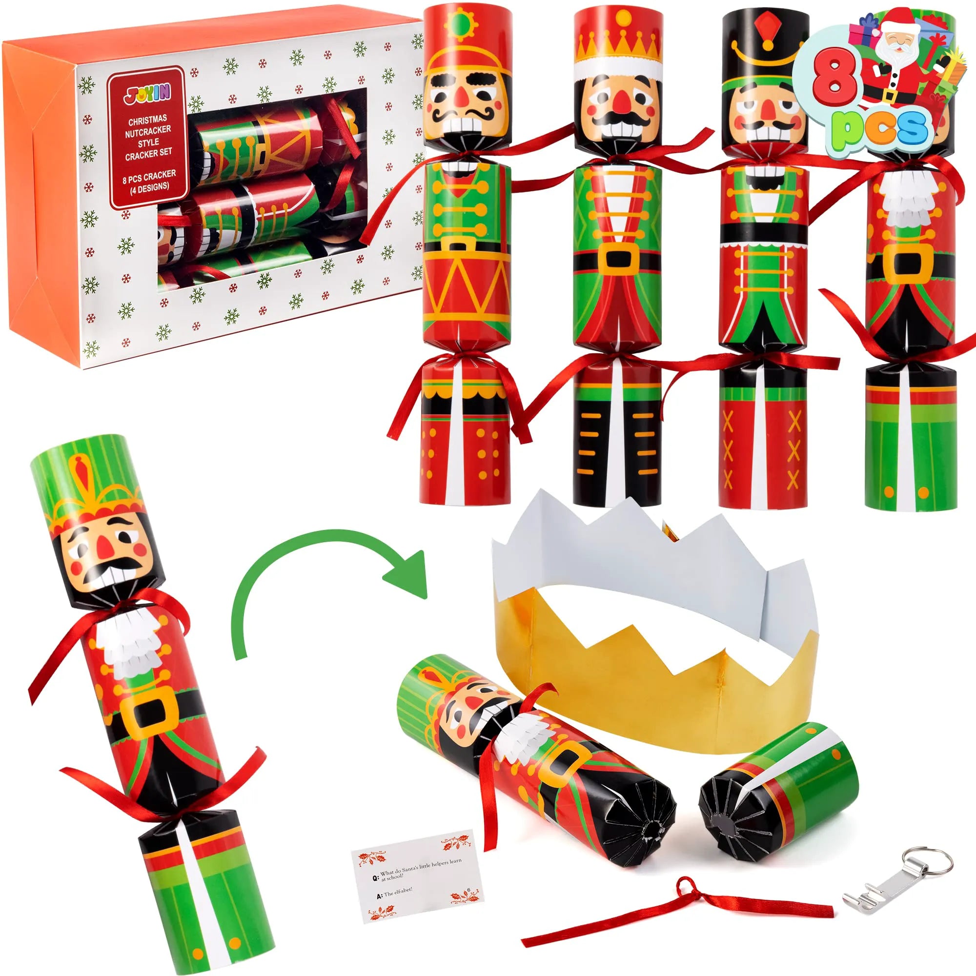 8-Piece Nutcracker-Themed Christmas Cracker Set
